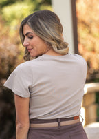 Essential Sand Flutter Sleeve Top