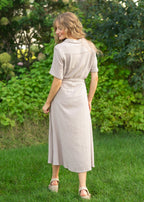 Essential Taupe Short Sleeve Gauze Shirt Dress
