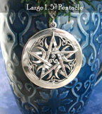 Large 1.5" Five Crescent Moons Celtic Pentacle Pendant, Engravable, Handmade