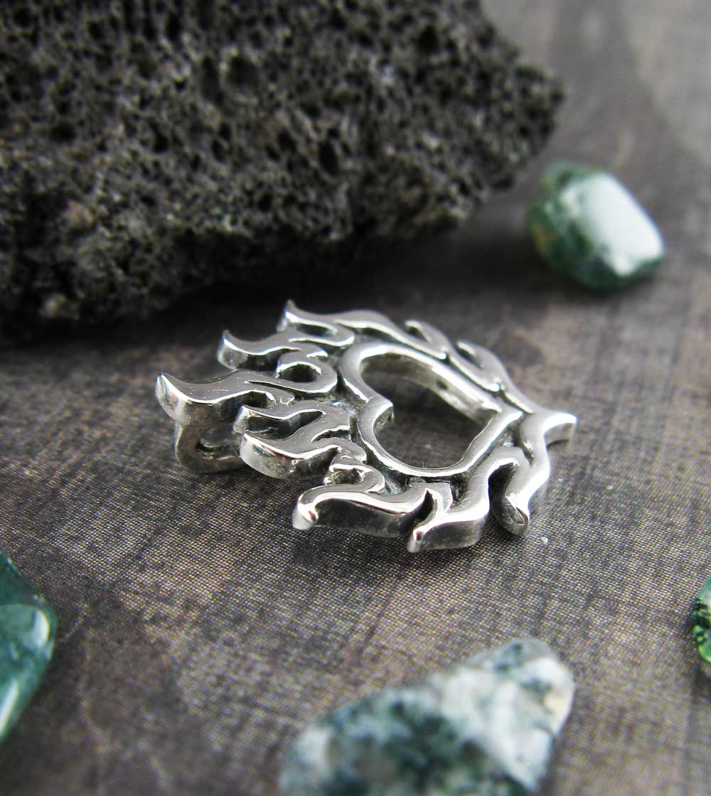 Flaming Heart Pendant, Handmade - 925 Sterling Silver