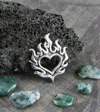 Flaming Heart Pendant, Handmade - 925 Sterling Silver