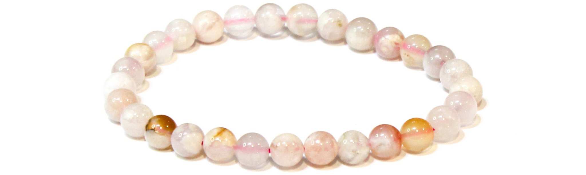 Flower Agate Round Bead Bracelet - Stone of the Divine Feminine