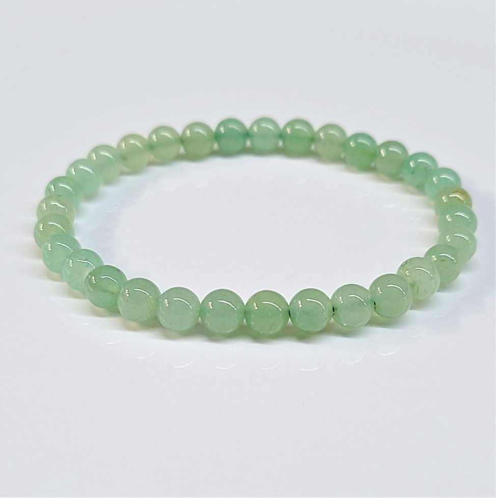 Green Aventurine Round Bead Bracelet - Stone of Opportunity