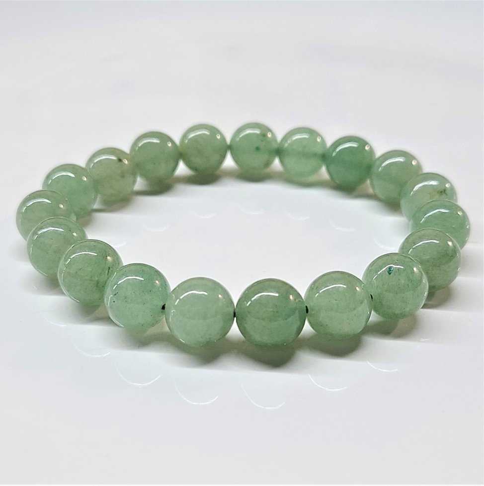 Green Aventurine Round Bead Bracelet - Stone of Opportunity