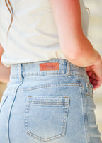 Greta Light Wash Midi Denim Skirt - FINAL SALE