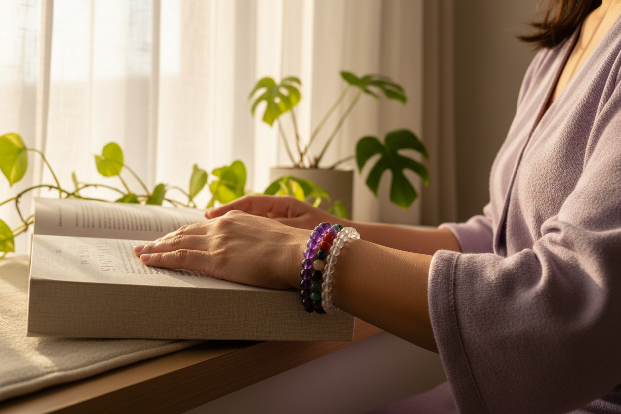 Amethyst Chakra Round Bead Bracelet - The Serenity Stone