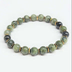 Jadeite Jade with Gold Spacer Round Bead Bracelet 8mm - Stone of Prosperity & Wisdom