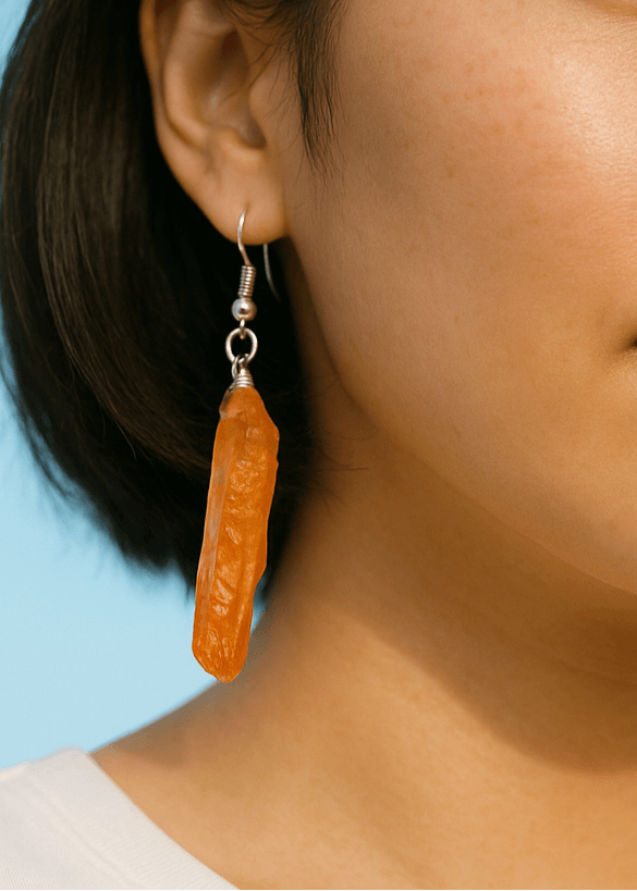 Orange Aura Crystal Earrings