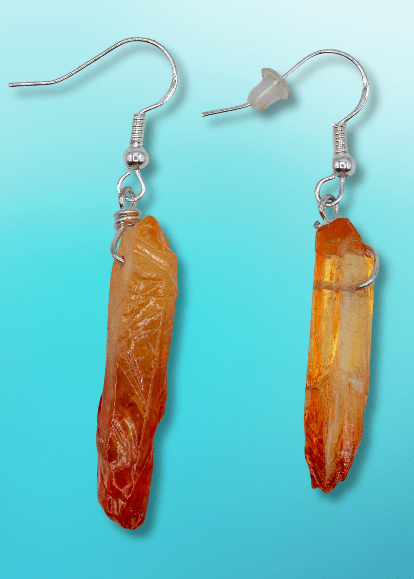 Orange Aura Crystal Earrings