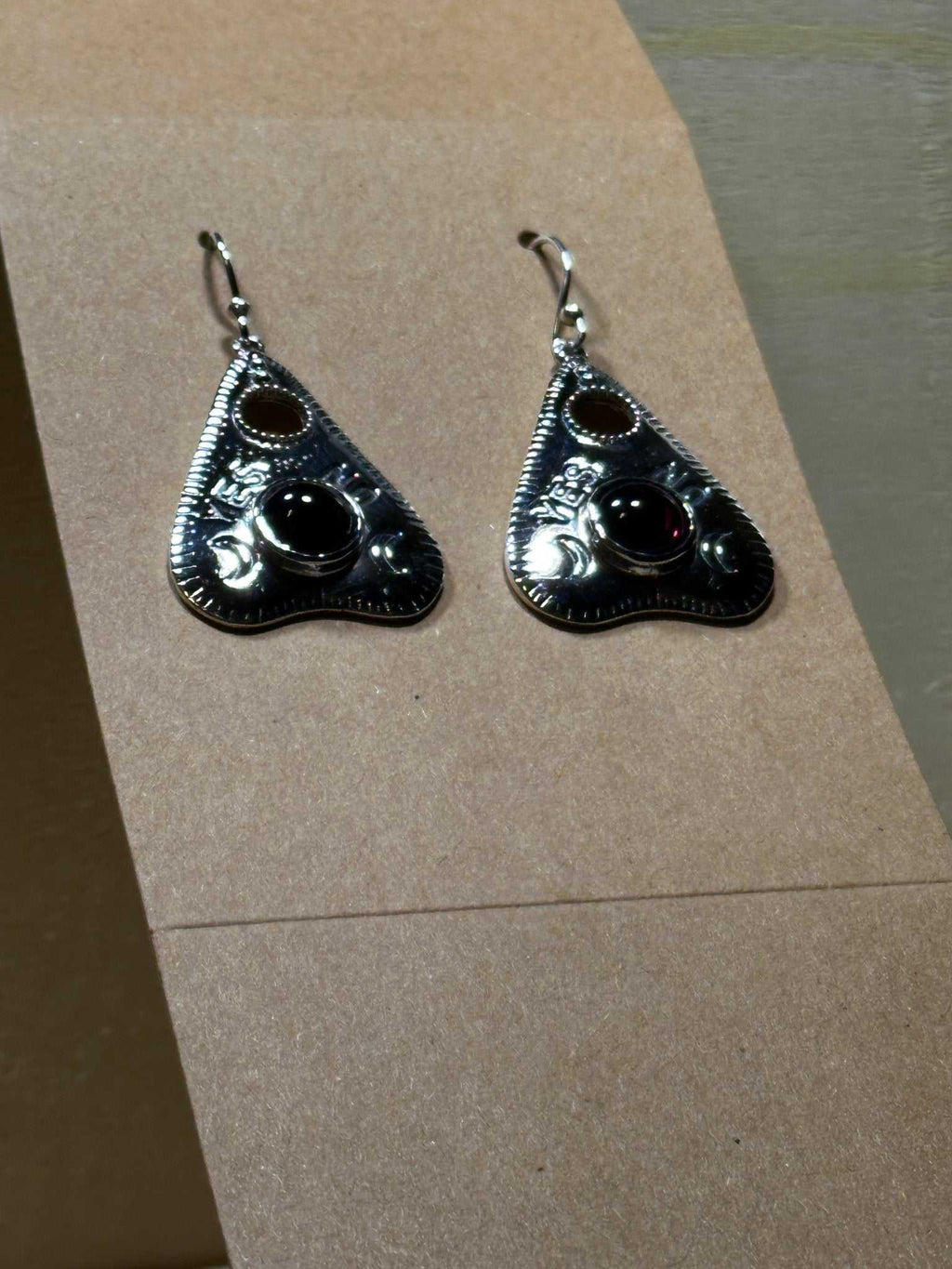 Garnet Planchette Earrings - Sterline Silver