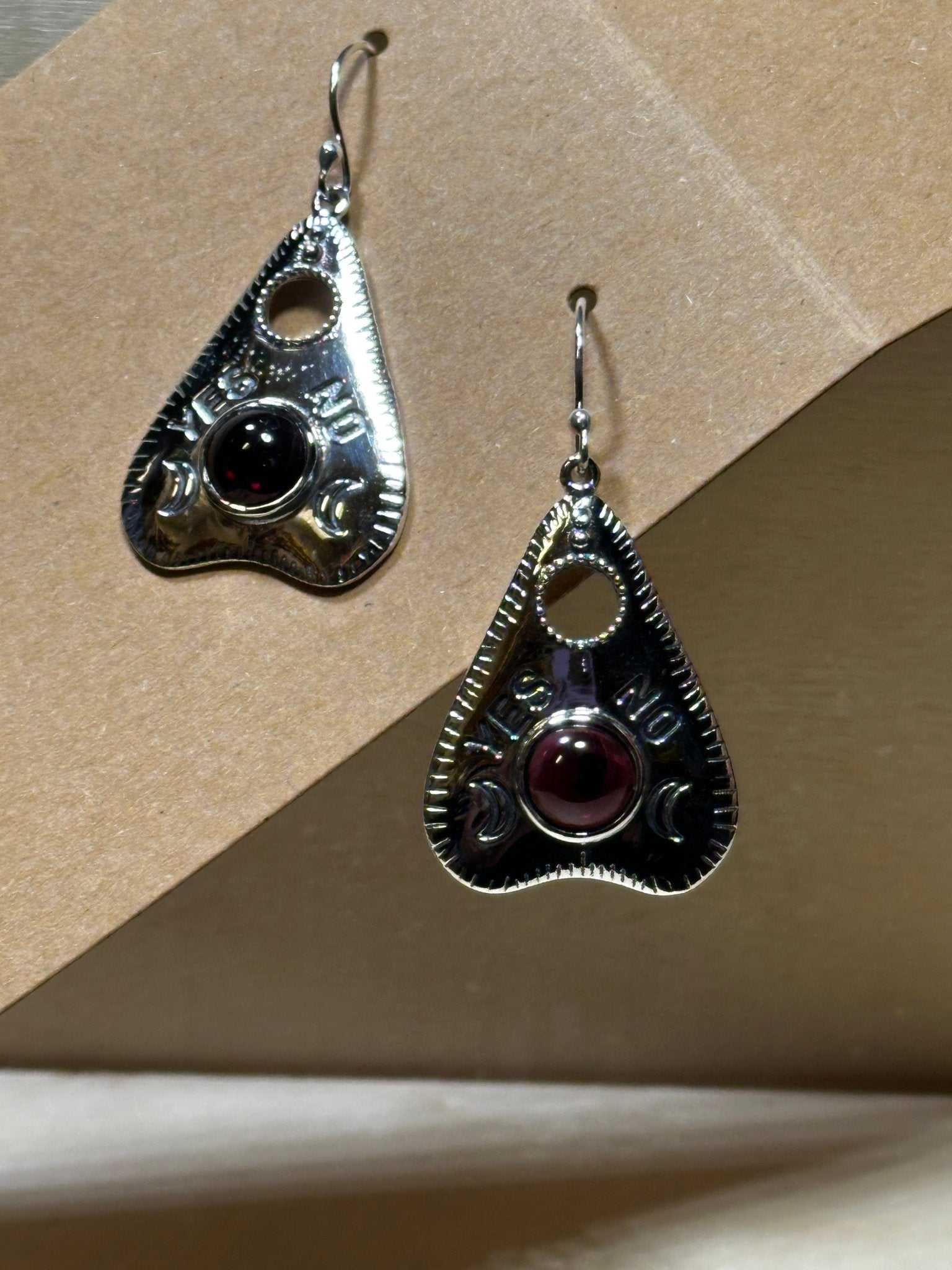 Garnet Planchette Earrings - Sterline Silver