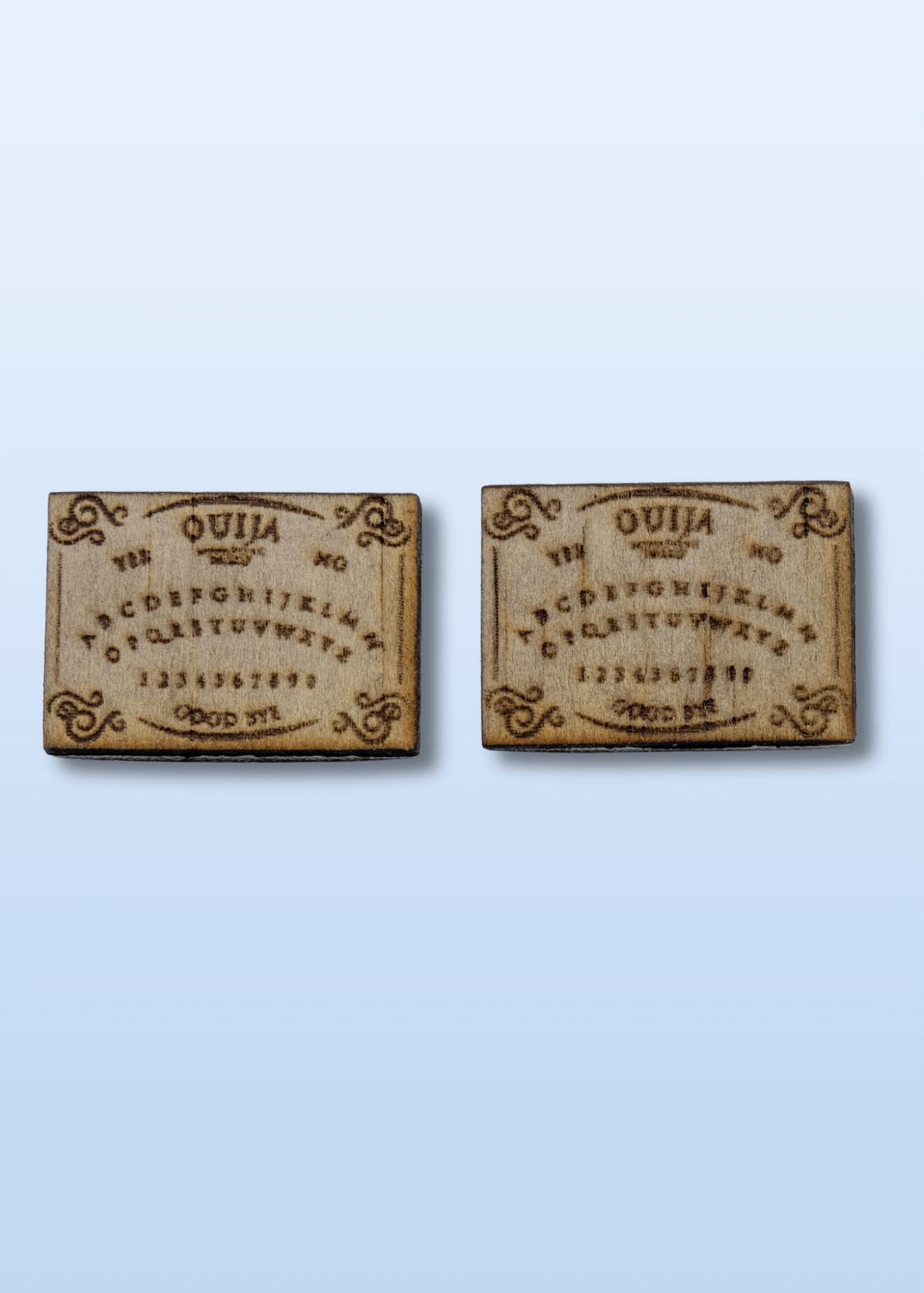 Wood Ouija Board Stud Earrings