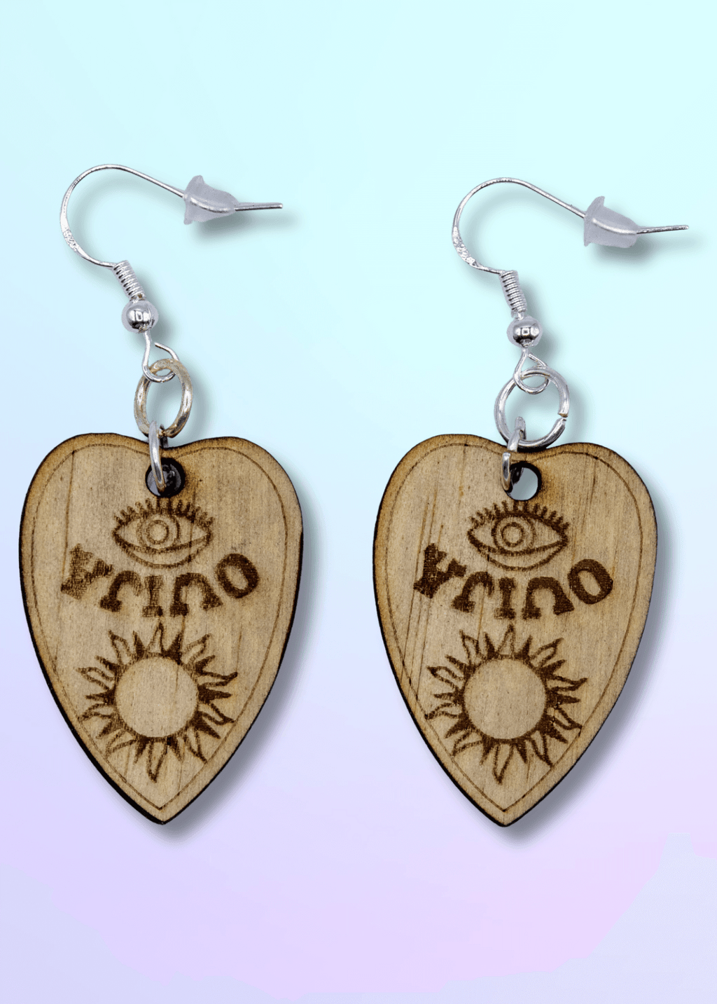 Ouija Planchette Dangling Wooden Earrings