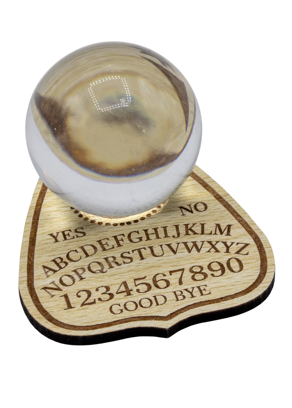 Printed Planchette Wood Crystal Sphere Holder