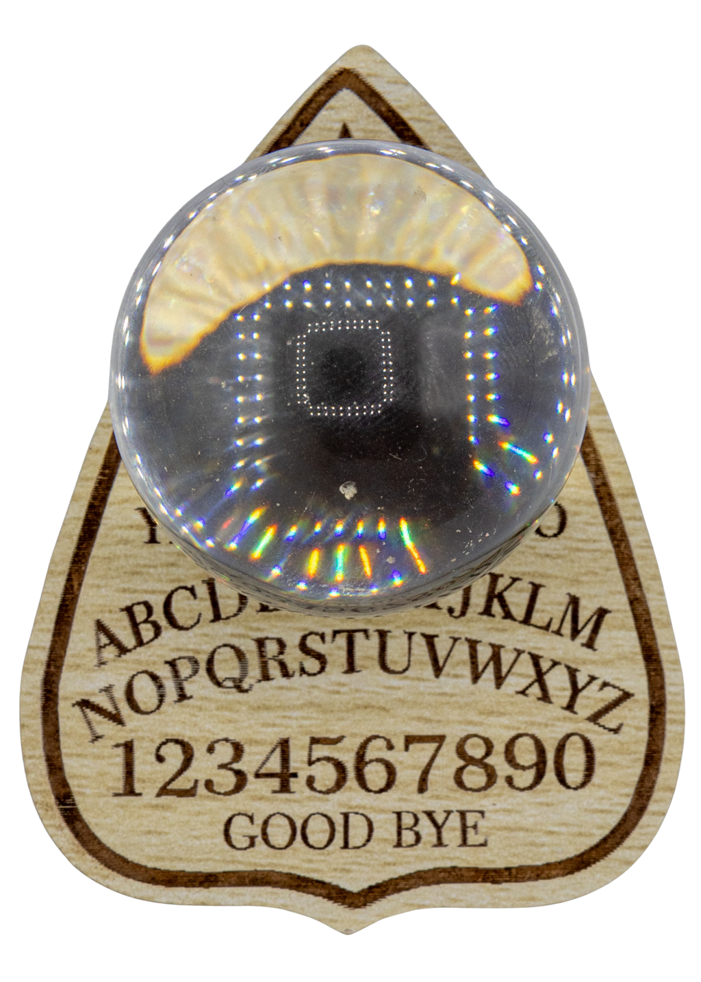 Printed Planchette Wood Crystal Sphere Holder