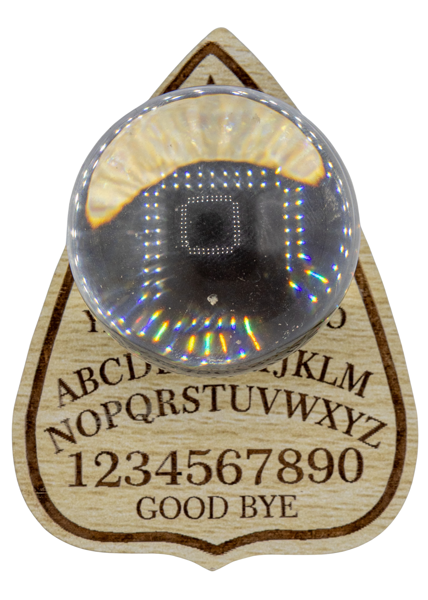 Printed Planchette Wood Crystal Sphere Holder