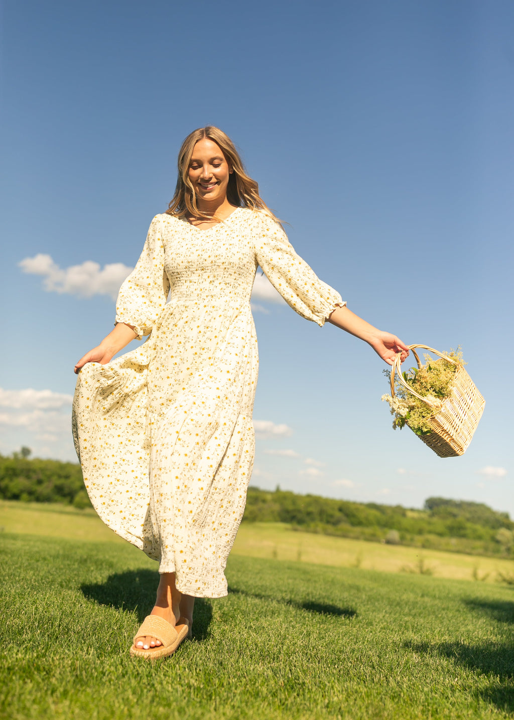 Flora Smocked Midi Dress