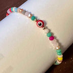 Protection Bracelet - Red String Evil Eye w/ Faceted Beads