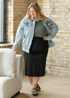 Quinn Black Knit Midi Skirt
