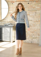 Quinn Navy Knit Midi Skirt
