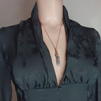 Raw Blue Kyanite Crystal Pendant Necklace w/ 2 Swirls, Copper Wire-Wrapped, Handmade