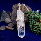 Raw Quartz Crystal Point Pendant – Silver-Plated Wire Wrapped Necklace, Handmade