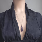 Raw Amethyst Crystal Point Pendant – Handmade Silver-Plated Wire Wrapped Necklace
