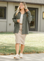 Remi Simply Taupe Denim Midi Skirt
