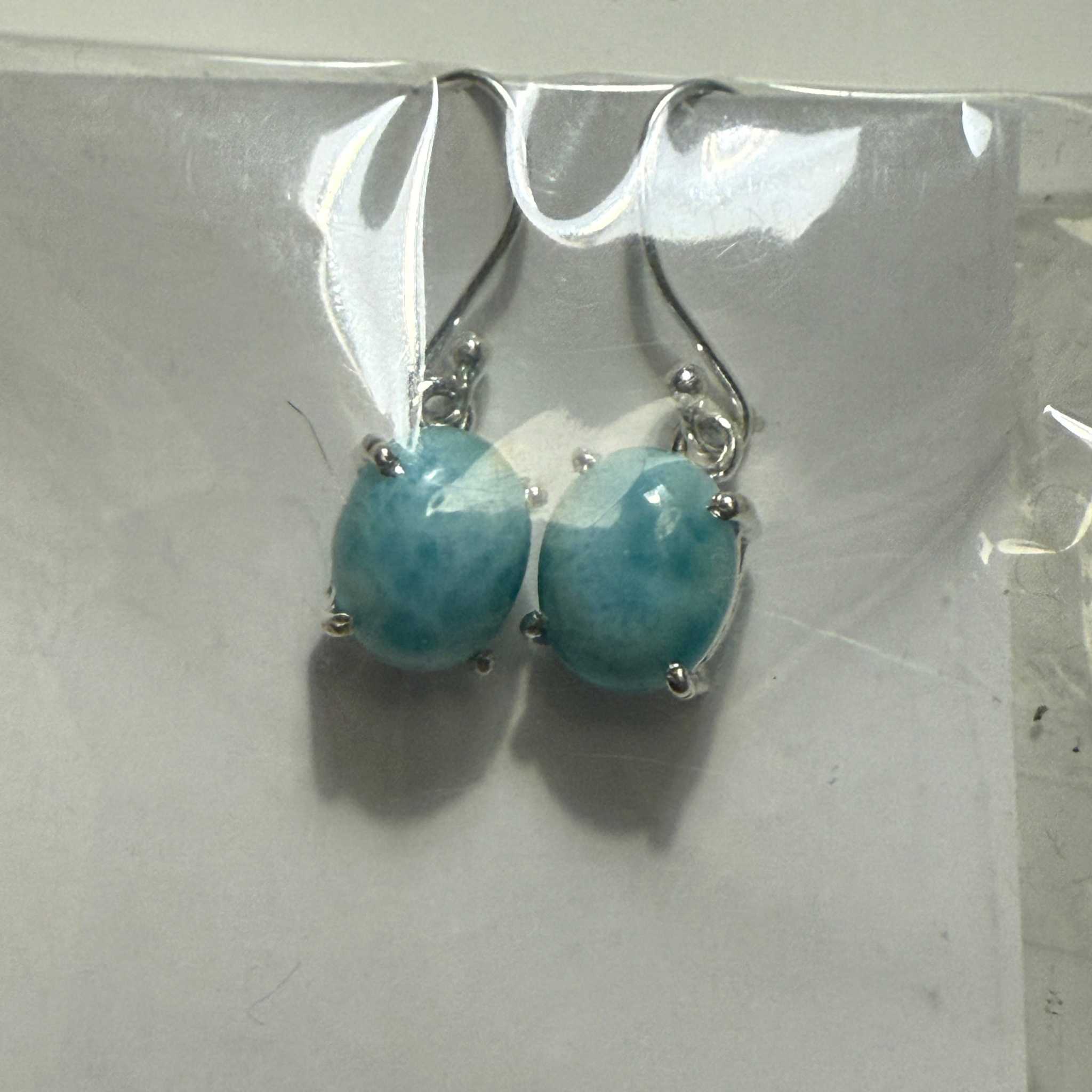 Larimar Oval Drop Earrings in Sterling Silver