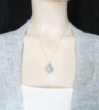 Raw Blue Celestite Crystal Pendant, Silver Wire-Wrapped, Handmade