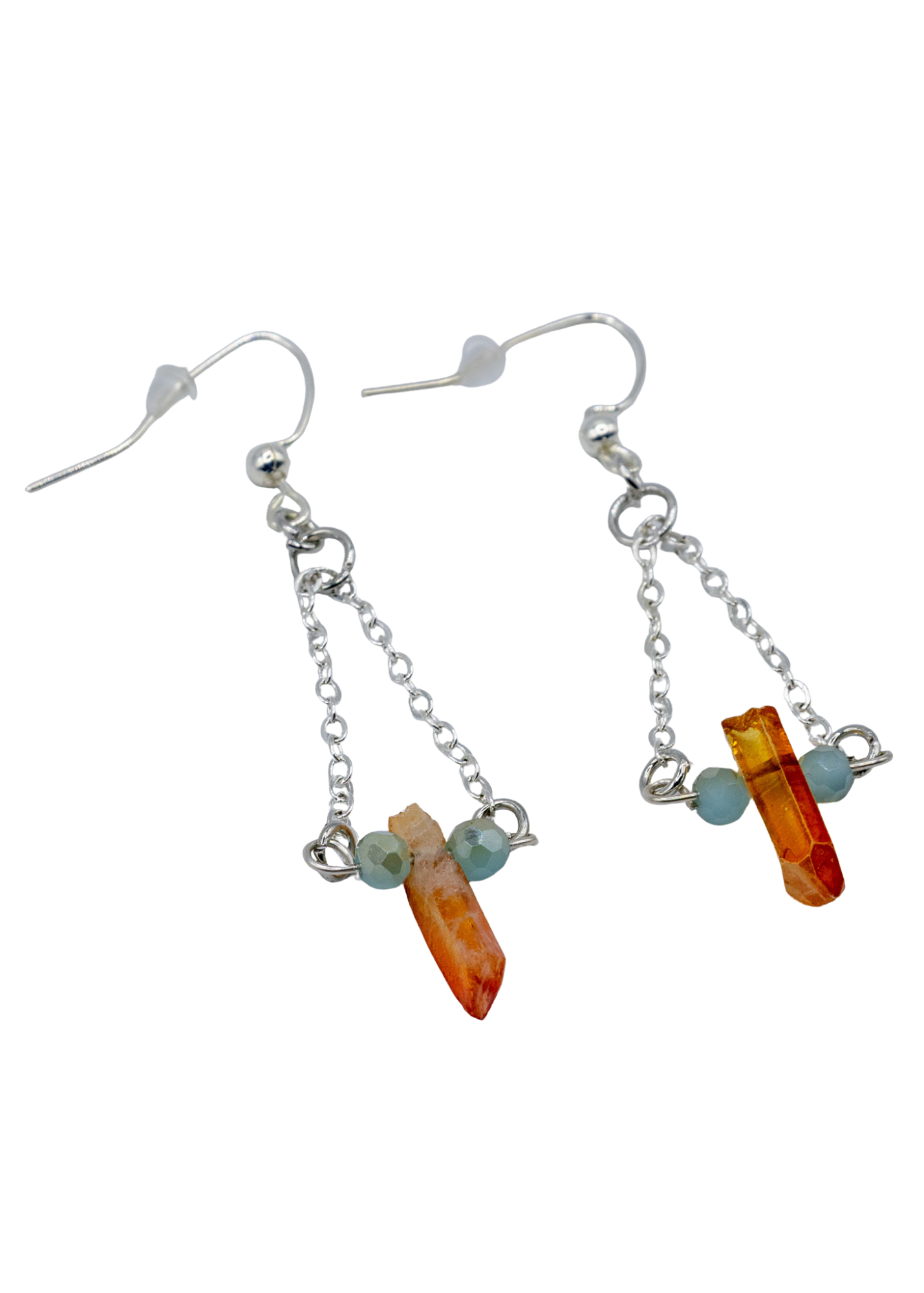 Silver Aura Quartz Dangle Earrings