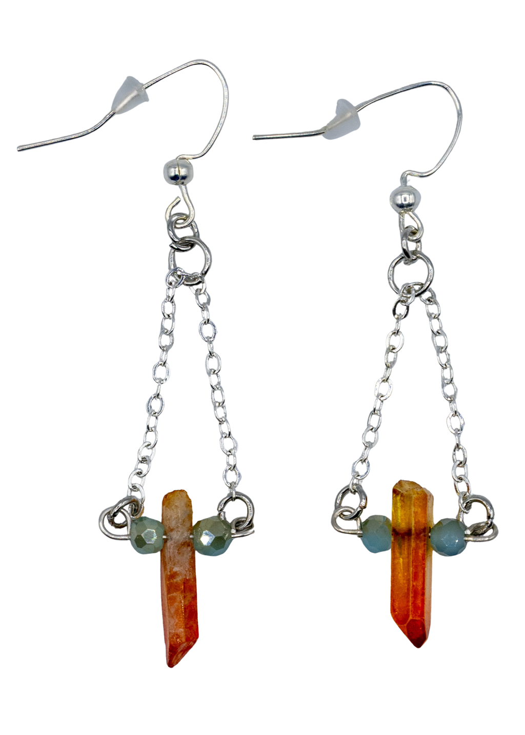Silver Aura Quartz Dangle Earrings