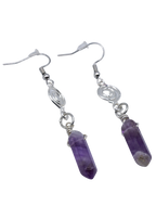Silver Wrapped Amethyst Point Earrings