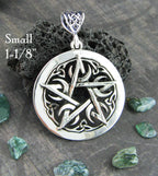 SMALL Crescent Moon Pentacle Pendant, Handmade - 925 Sterling Silver