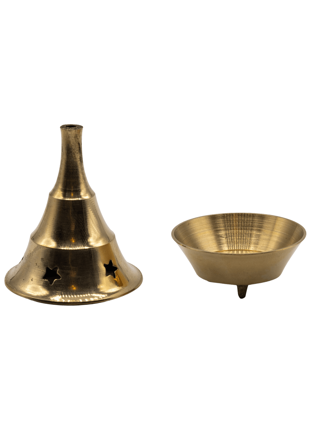 2 Piece Brass Cone Incense Burner