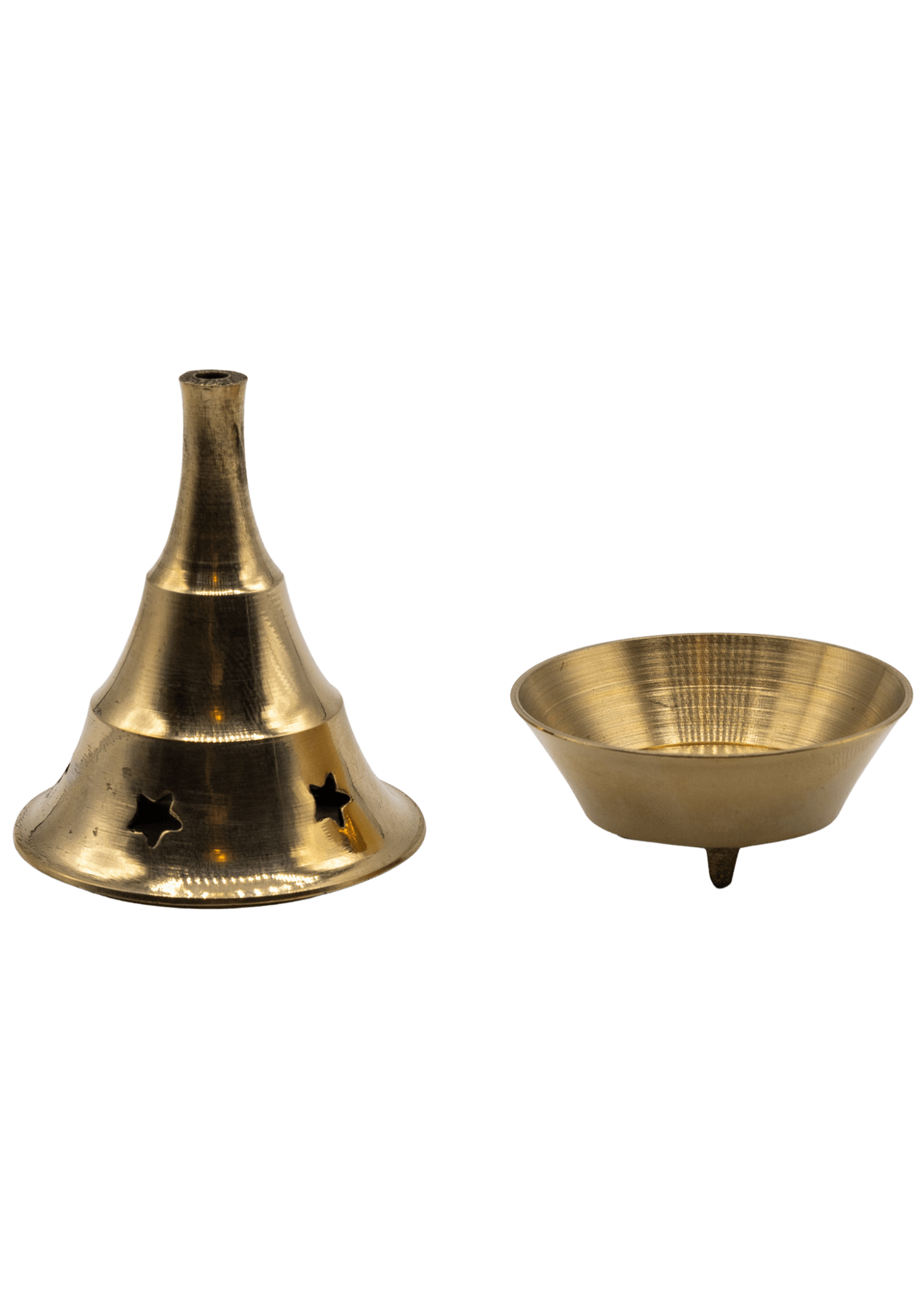 2 Piece Brass Cone Incense Burner