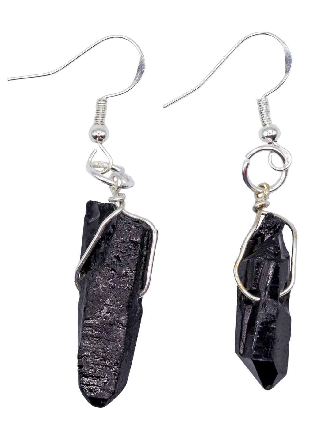 Silver Smoky Quartz Wrapped Earrings