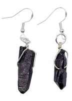 Silver Smoky Quartz Wrapped Earrings