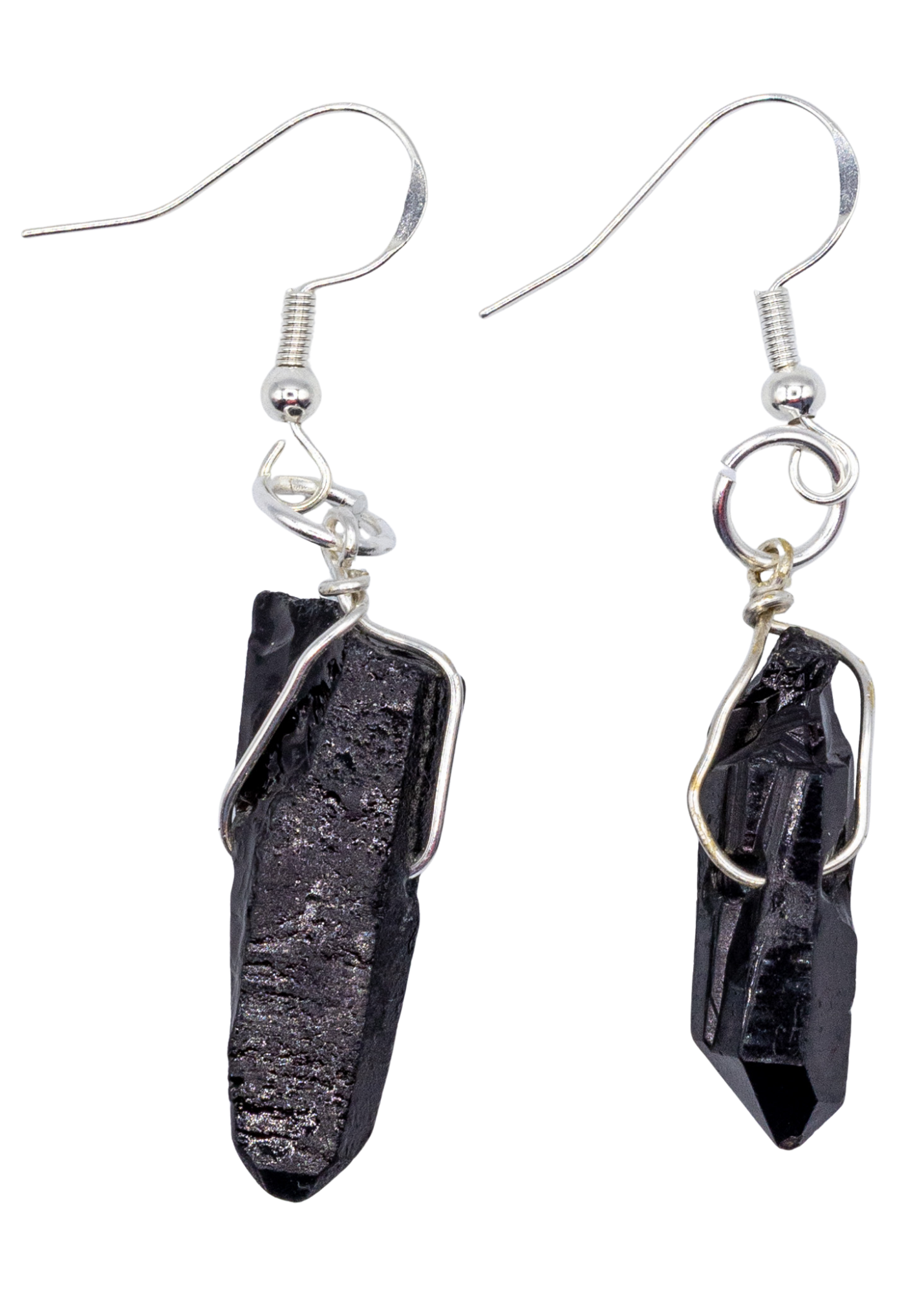 Silver Smoky Quartz Wrapped Earrings