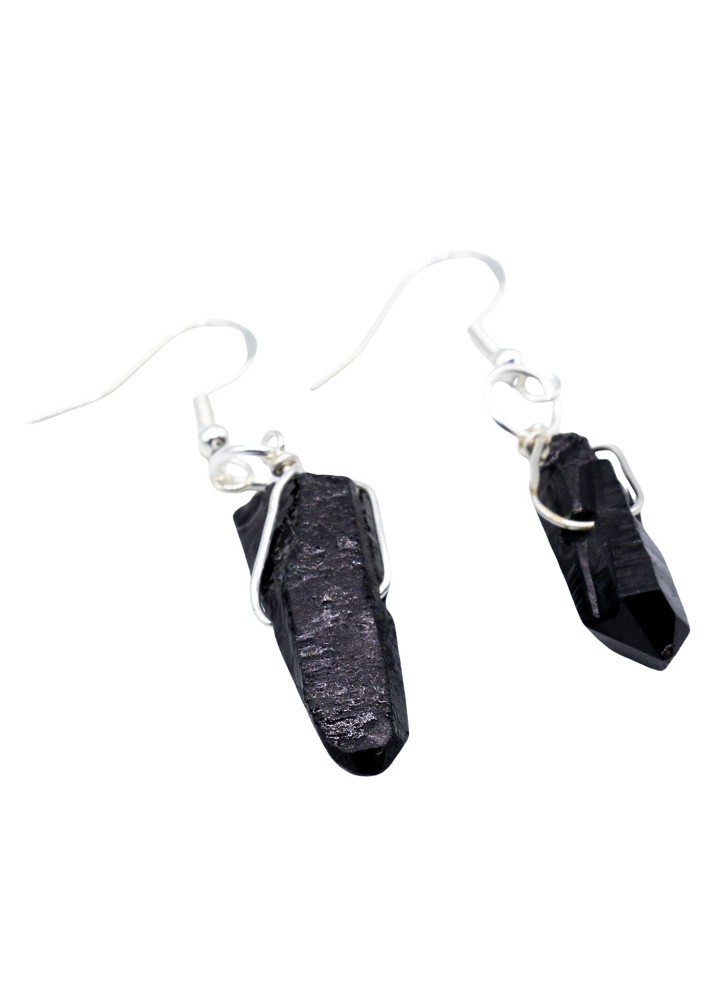 Silver Smoky Quartz Wrapped Earrings