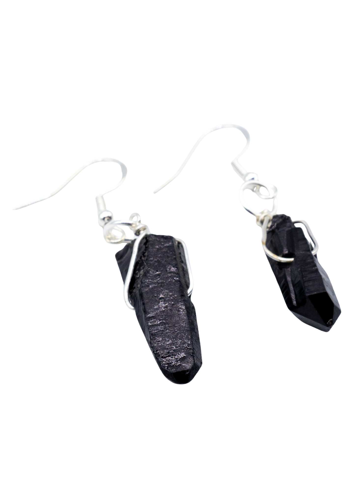 Silver Smoky Quartz Wrapped Earrings