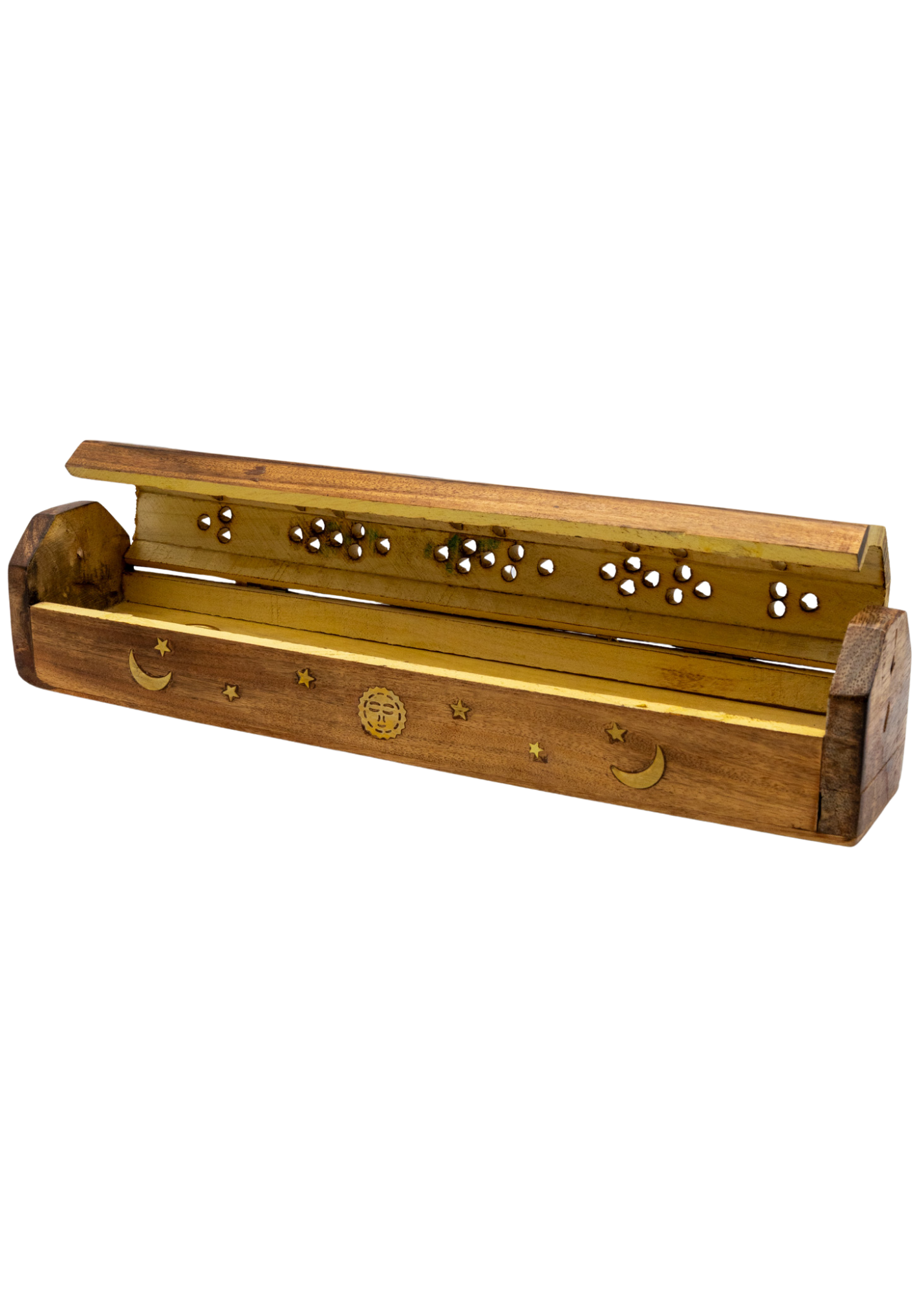 Brass Inlay Sun & Moon Coffin Incense Burner