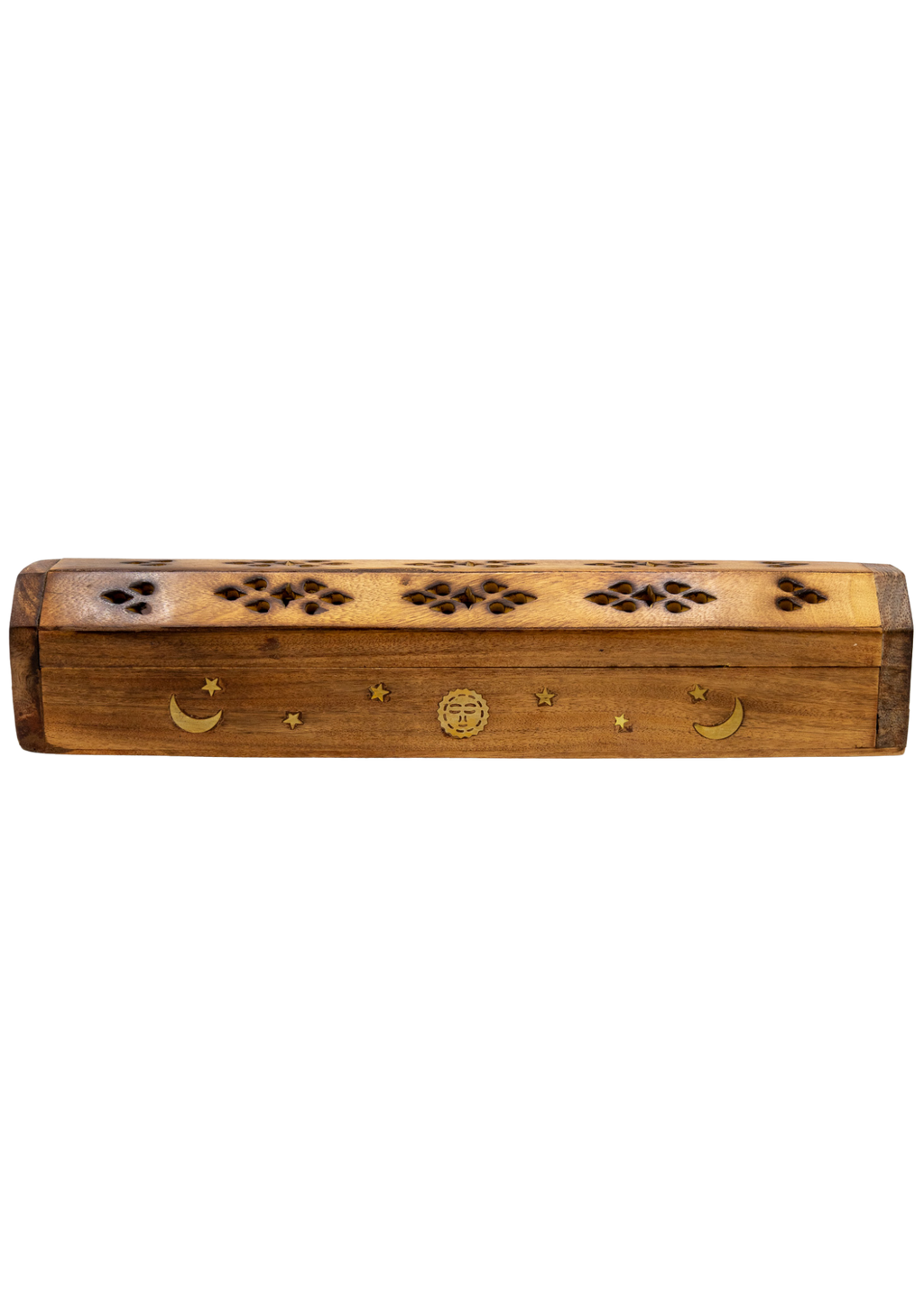 Brass Inlay Sun & Moon Coffin Incense Burner
