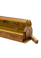 Brass Inlay Sun & Moon Coffin Incense Burner