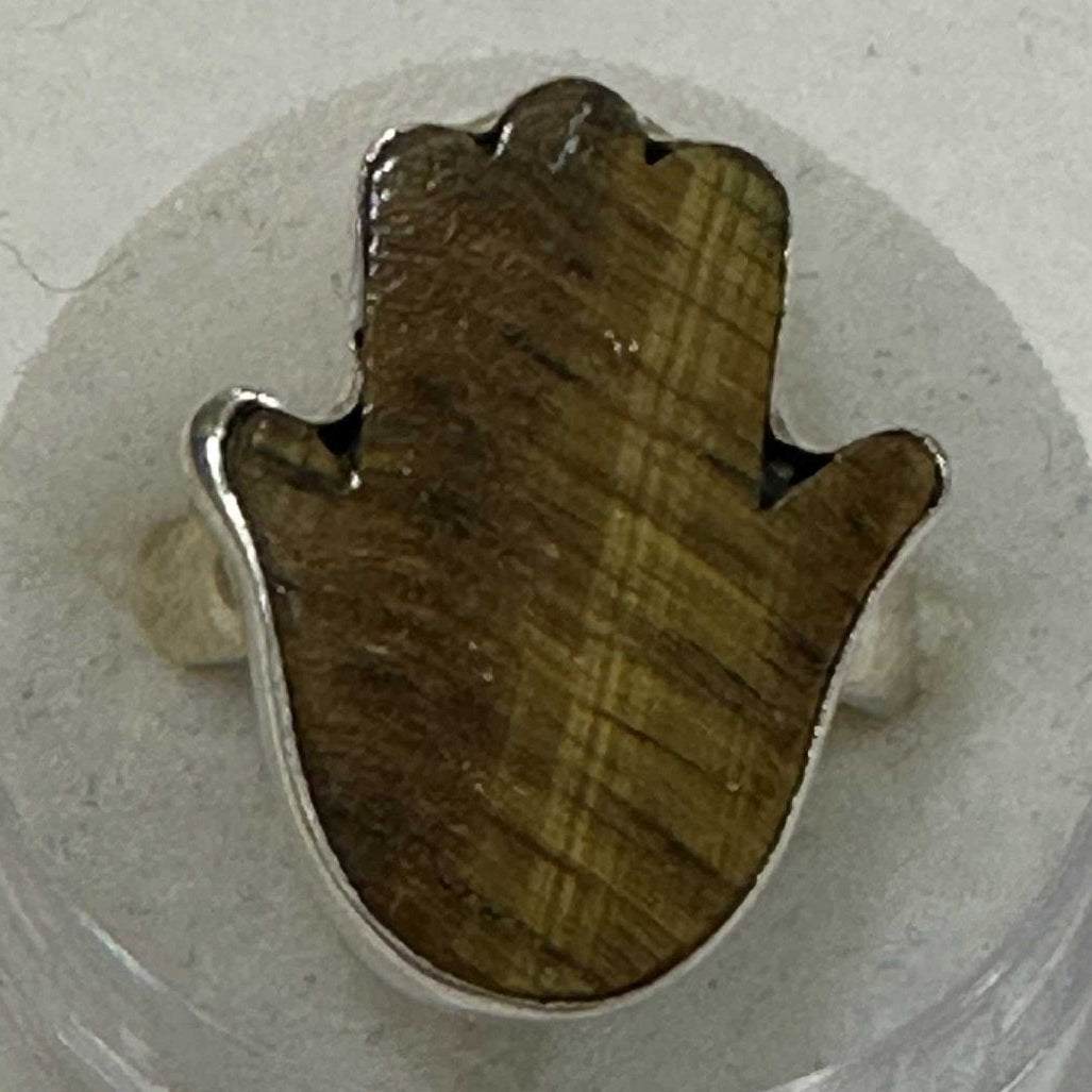 Tiger Eye Ring Size 6 "Hamsa"