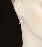 Little Triple Moon Moonstone Drop Earrings, Handmade