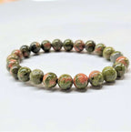 Unakite Round Bead Bracelet - Heart Guardian