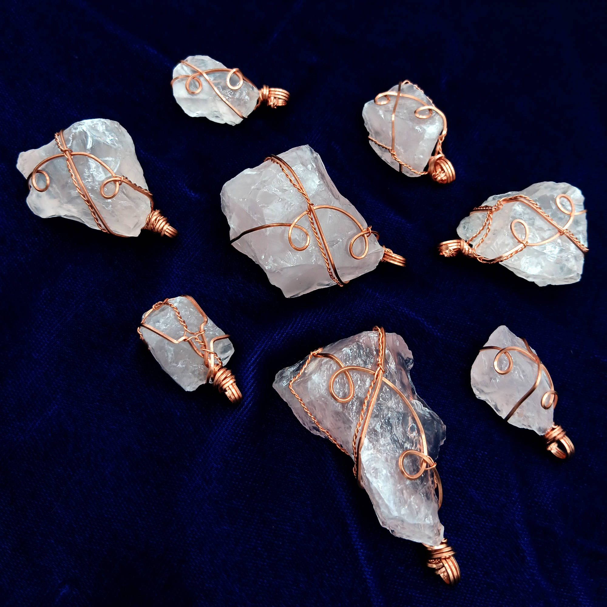 Chunky Raw Rose Quartz Copper Wire-Wrapped Pendant – Handmade Healing Crystal Necklace for Love & Heart Chakra
