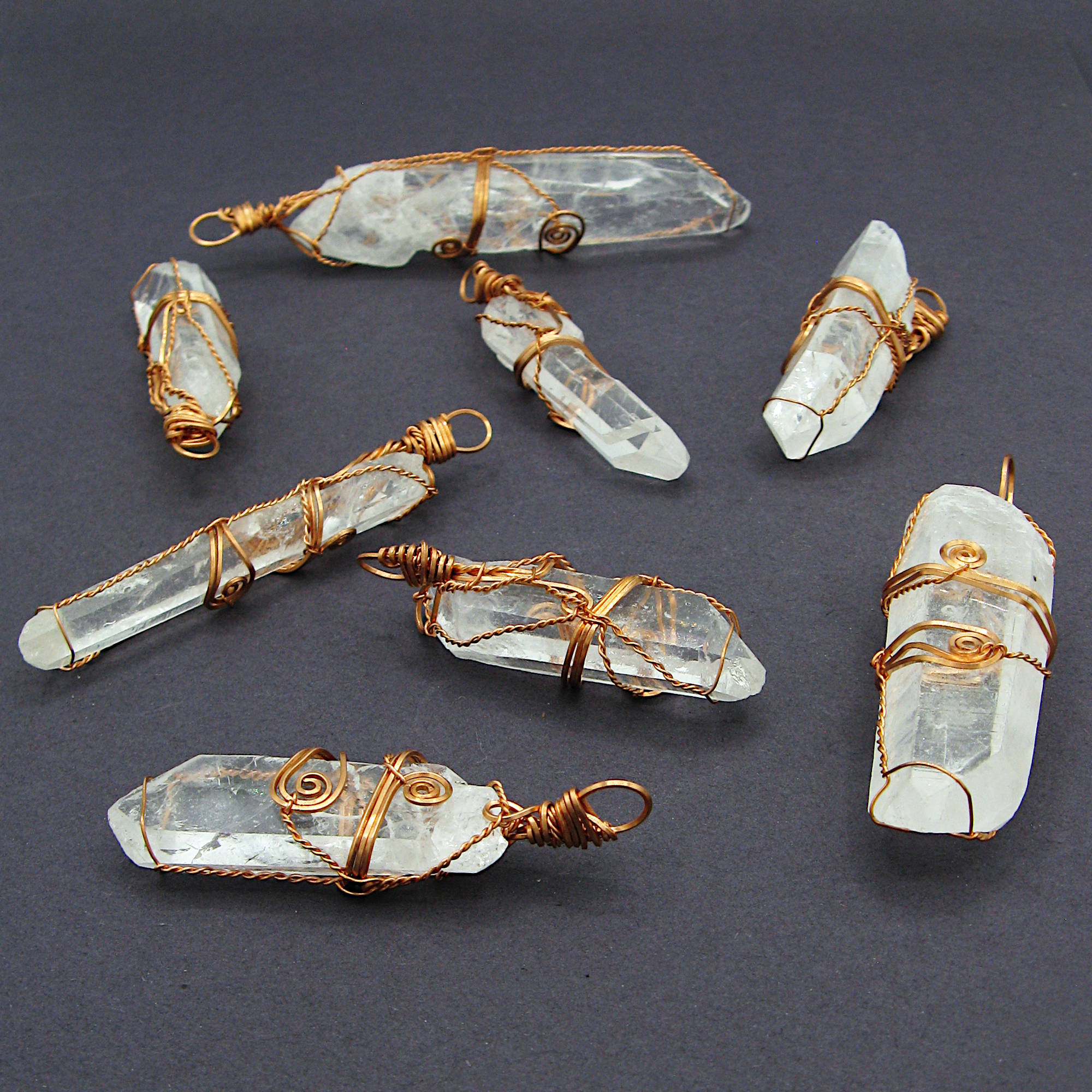 Raw Quartz Crystal Point Pendant – Copper Wire Wrapped Necklace, Handmade