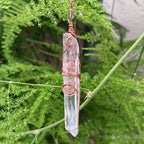 Raw Quartz Crystal Point Pendant – Copper Wire Wrapped Necklace, Handmade